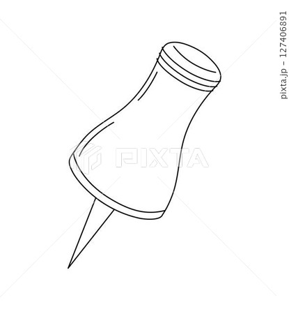 Drawing pin outline hand drawn doodle vector illustration, push pin office supply design element, stationery clipart Drawing pin outline hand drawn doodle vector illustration, push pin office supply design element, stationery clipart 127406891