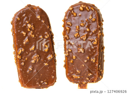 chocolate ice cream on a stick 127406926
