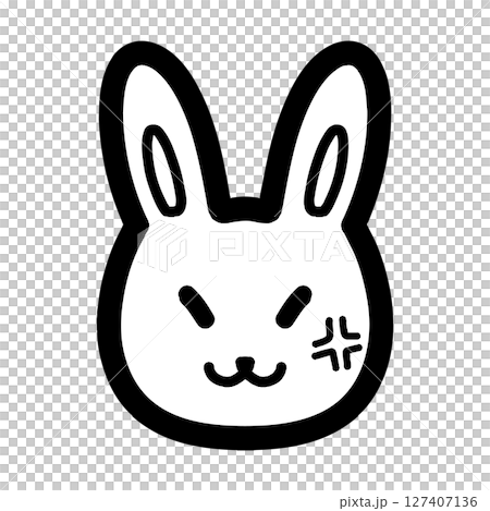 怒りの表情のうさぎの手描きイラスト 127407136