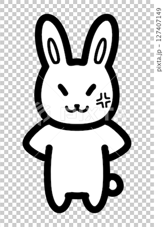 手繪的憤怒兔子人物插圖 手繪的憤怒兔子人物插圖 127407149
