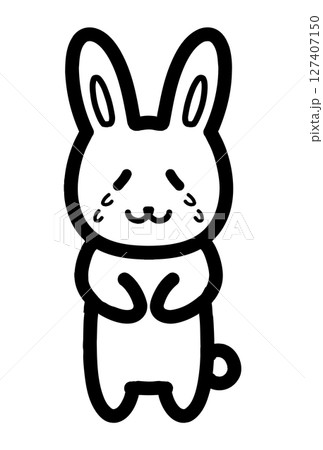 泣くうさぎのキャラクターの手描きイラスト 泣くうさぎのキャラクターの手描きイラスト 127407150