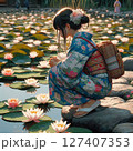 睡蓮の池と少女2 127407353