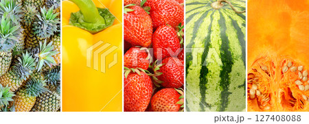 Healthy vegetables and fruit food - collage. 127408088