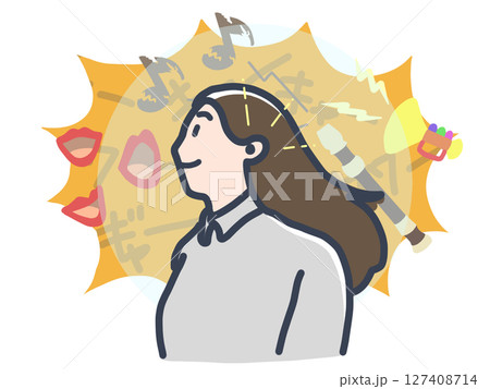 耳栓をしている女性 127408714