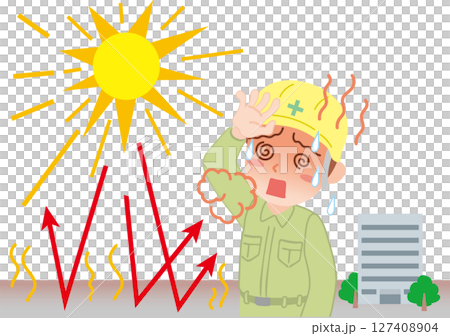 中暑_輻射熱_穿工作服的工人 127408904