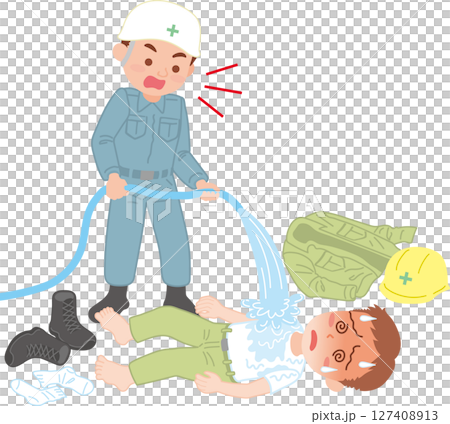 預防中暑_緊急降溫_給暈倒的人澆水 預防中暑_緊急降溫_給暈倒的人澆水 127408913