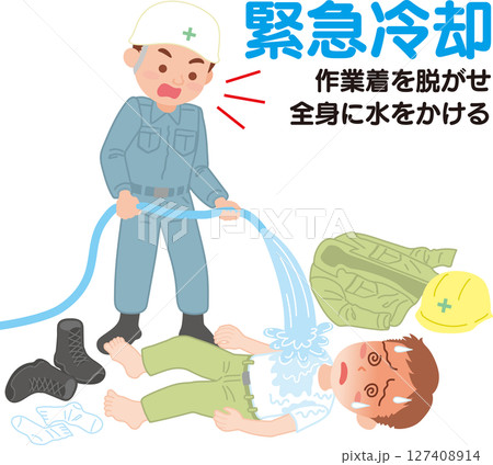 熱中症対策_緊急冷却_文字説明入り 熱中症対策_緊急冷却_文字説明入り 127408914