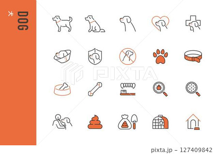 犬のラインアイコン20点セット 127409842