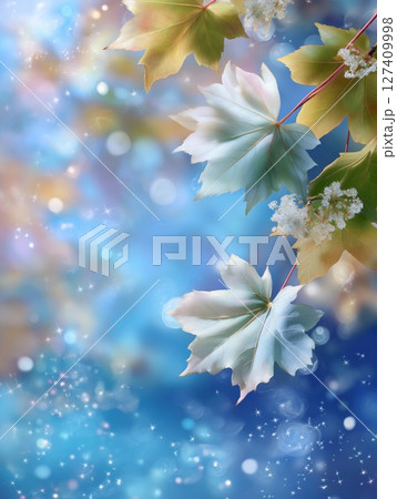 Colorful leaves with soft bokeh background creating a serene and tranquil atmosphere in nature 127409998