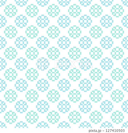 水色のシンプル花柄ドット絵背景 127410503