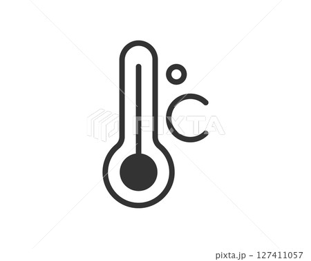 Simple graphic icon depicting a thermometer with a low reading in Celsius. Useful for illustrating weather, temperature, health, or climate change concepts. Simple graphic icon depicting a thermometer with a low reading in Celsius. Useful for illustrating weather, temperature, health, or climate change concepts. 127411057