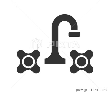 A minimalist icon depicting a classic water faucet. Great for plumbing services, home improvement, or water conservation concepts. Adaptable for app interfaces or vector designs. 127411069