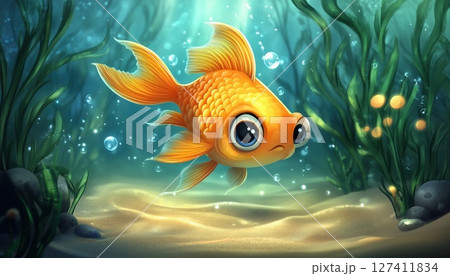 Adventures Of A Little Funny Fish With Big Eyes 127411834
