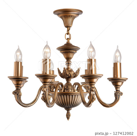 Chandelier light classic style isolated on white background transparent PNG clipart. 127412002