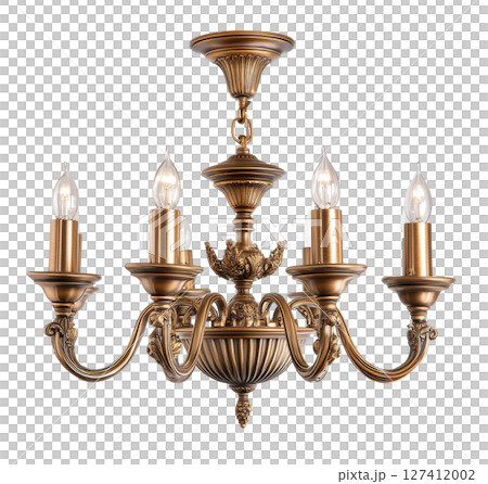 Chandelier light classic style isolated on white background transparent PNG clipart. 127412002