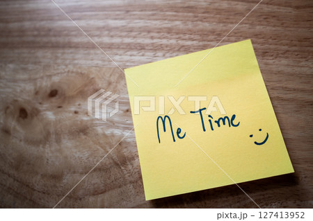 Self-care moments embracing me time in a cozy home office setting 127413952