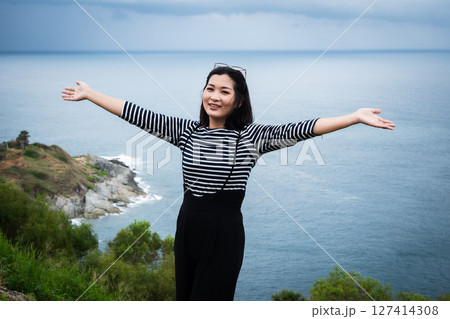 Travel adventure thailand scenic coastline experience captivating landscape joyful viewpoint 127414308