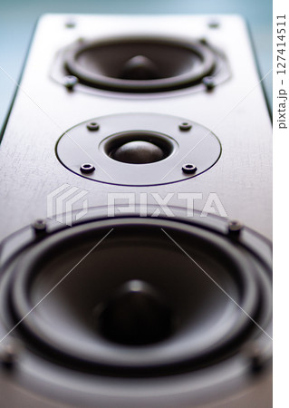 Sound equipment showcase high-quality speakers in studio environment close-up perspective audio innovation 127414511