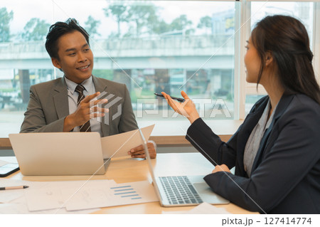 Successful Business Negotiation Between Partners 127414774