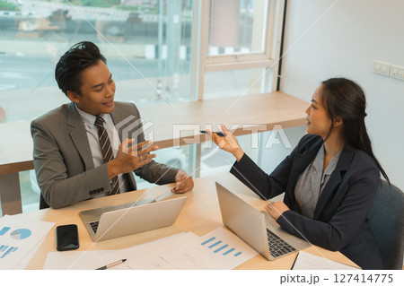 Successful Business Negotiation Between Partners 127414775