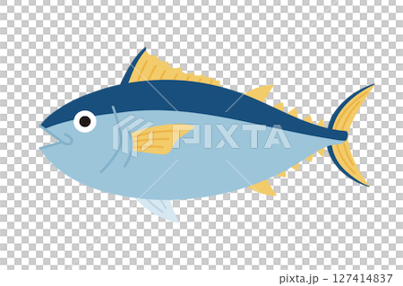シンプルな鮪の横向きのイラスト 127414837