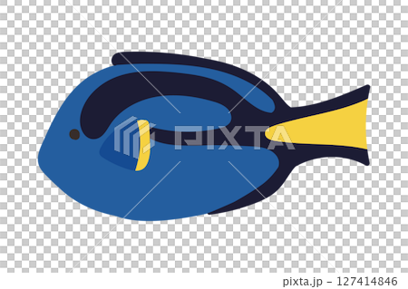 Hand-drawn cute and simple illustration of blue tang 127414846