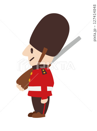 イギリスの近衛兵の横向きデフォルメイラスト 127414848