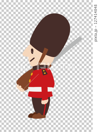 イギリスの近衛兵の横向きデフォルメイラスト 127414848