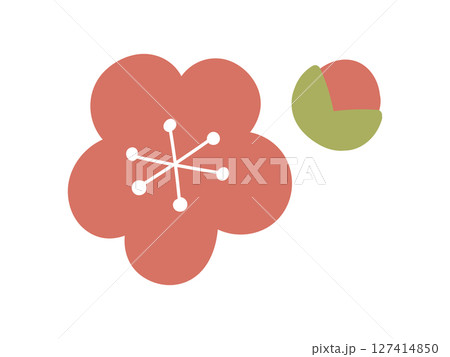 シンプルな梅の花とつぼみのイラスト 127414850