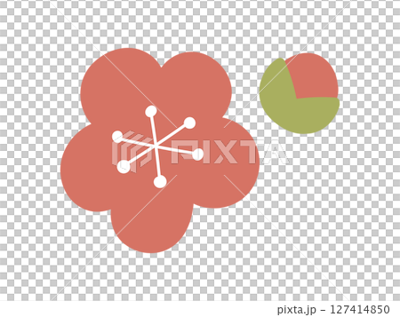 シンプルな梅の花とつぼみのイラスト 127414850