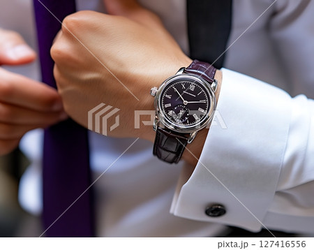 Stylish Formal Watch on Hand in Professional Setting 127416556