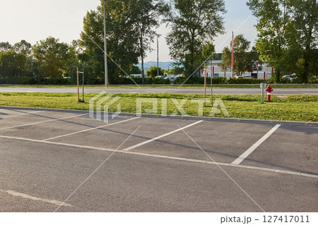 Car park with empty parking spots Car park with empty parking spots 127417011