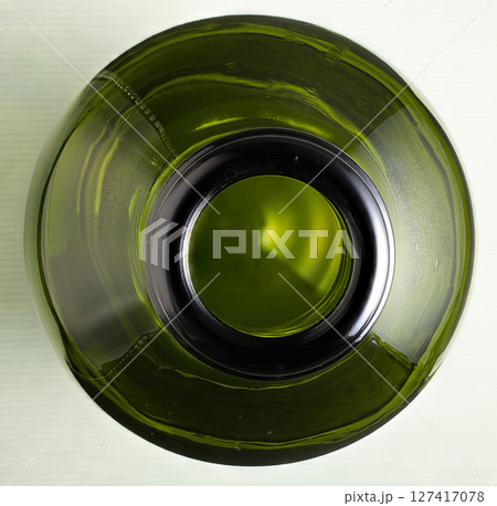 Green Glass Bottle Neck from Above Green Glass Bottle Neck from Above 127417078