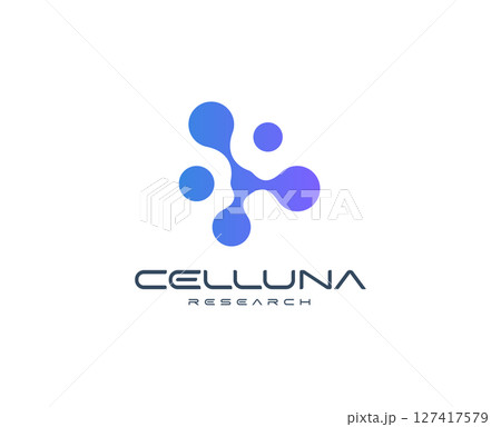 Abstract molecular logo with fusion organic shapes, representing science, biotech, and innovation. Ideal for tech startups, research firms, and data companies. Modern vector logo 127417579