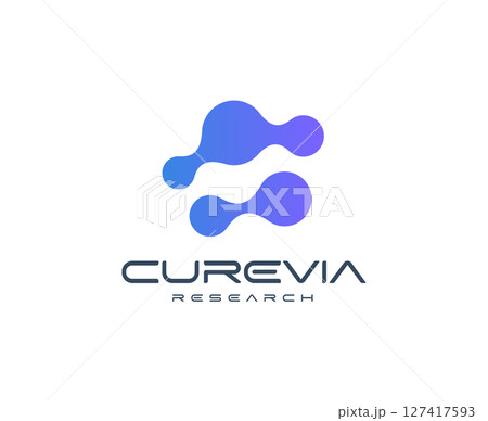 Abstract molecular logo with fusion organic shapes, representing science, biotech, and innovation. Ideal for tech startups, research firms, and data companies. Modern vector logo 127417593