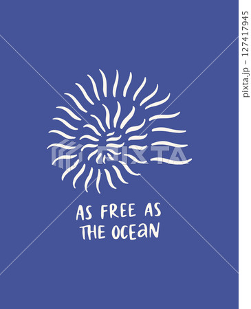 Hand drawn aesthetic coastal poster Hand drawn aesthetic coastal poster 127417945