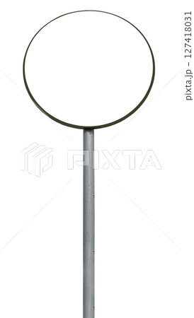 Blank circular sign on metal pole with transparent background Blank circular sign on metal pole with transparent background 127418031
