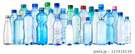 Different plastic water bottles showing variety of sizes and shapes Different plastic water bottles showing variety of sizes and shapes 127418139
