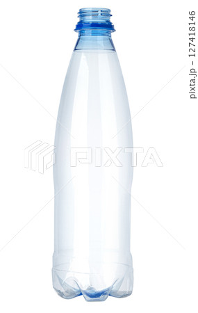 Empty plastic bottle standing on white background Empty plastic bottle standing on white background 127418146