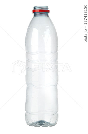 Empty plastic bottle isolated on white background showing recycling concept 127418150