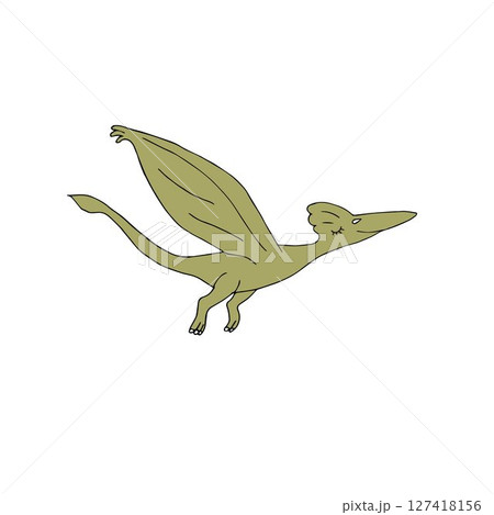 Vector hand drawn doodle sketch flying pterodactyl Vector hand drawn doodle sketch flying pterodactyl 127418156