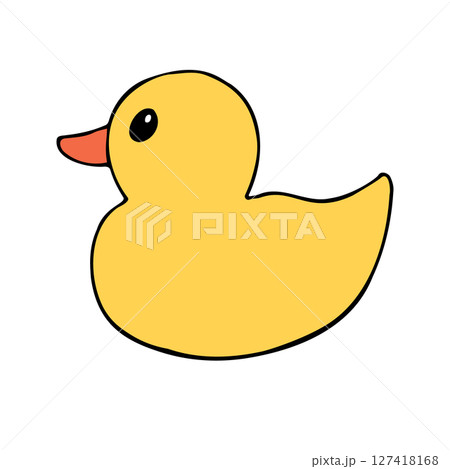 Vector hand drawn sketch colored bathing duck 127418168