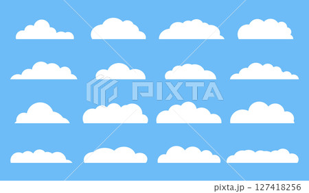 White clouds set on blue sky background. Vector illustration White clouds set on blue sky background. Vector illustration 127418256