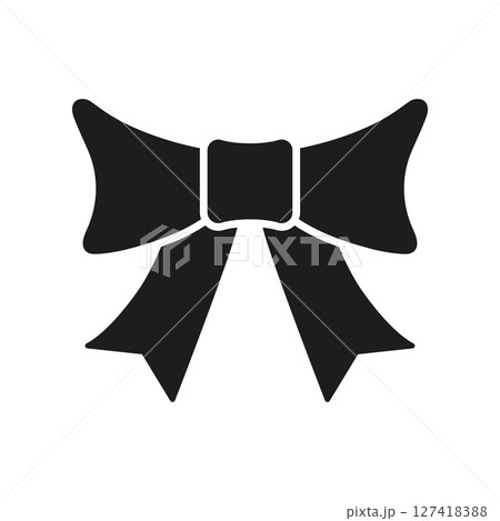 Bow Tie Solid Icon. Fashion Accessory, Formal Wear, And Decorative Ribbon Silhouette Symbol. Elegant Style And Celebration Design. Isolated Vector Illustration 127418388