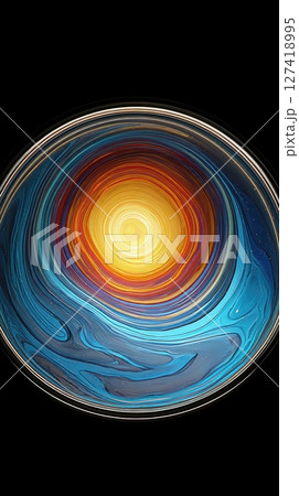 Swirling Colorful Vortex With Vibrant Hues and Intricate Patterns Above a Pocket Shape 127418995