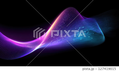 Wave Geometry Design in Synthwave Style With Pastel Colors on Dark Backdrop Wave Geometry Design in Synthwave Style With Pastel Colors on Dark Backdrop 127419015