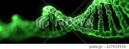 Stunning green representation of DNA structure highlighting its helical form and intricate details 127419334