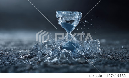 Melting Ice Hourglass Symbolizing Climate Change and Time Melting Ice Hourglass Symbolizing Climate Change and Time 127419583