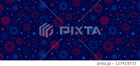 4th July background, fireworks pattern, USA Independence Day 127419715