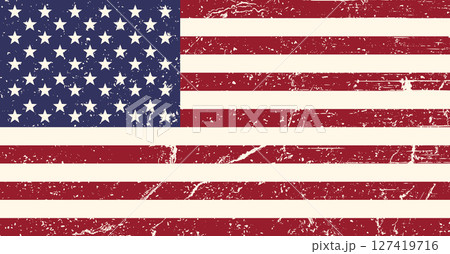 Grunge USA flag, vintage American flag vector background 127419716